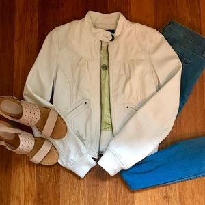 Genuine White Leather Jacket Moda International